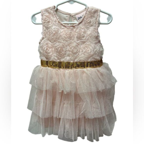 Little Lass Other - Girls 24M Little Lass Dress-Light Pink and Gold